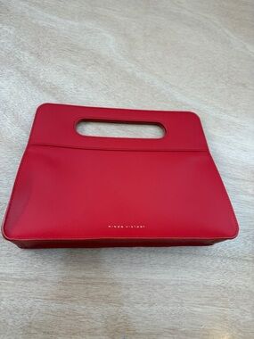 Minor History Red Leather Afterparty Clutch with Gold Logo